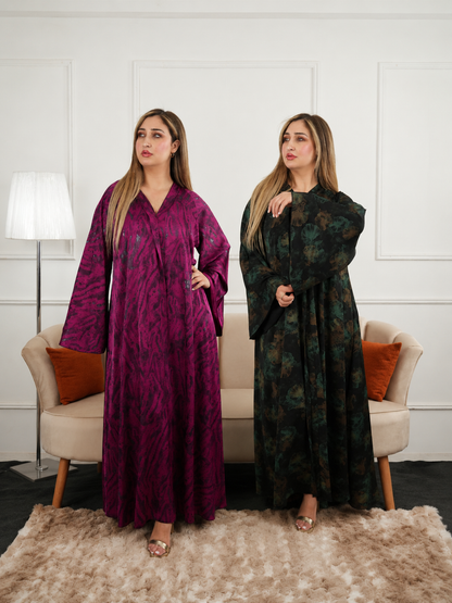 عباية أميرة الفاخرة بنقشة الورود – Élégance Collection