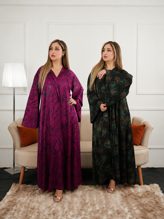 عباية أميرة الفاخرة بنقشة الورود – Élégance Collection