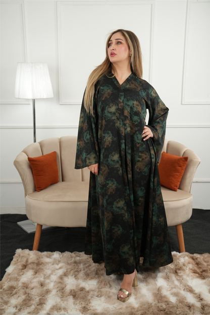عباية أميرة الفاخرة بنقشة الورود – Élégance Collection